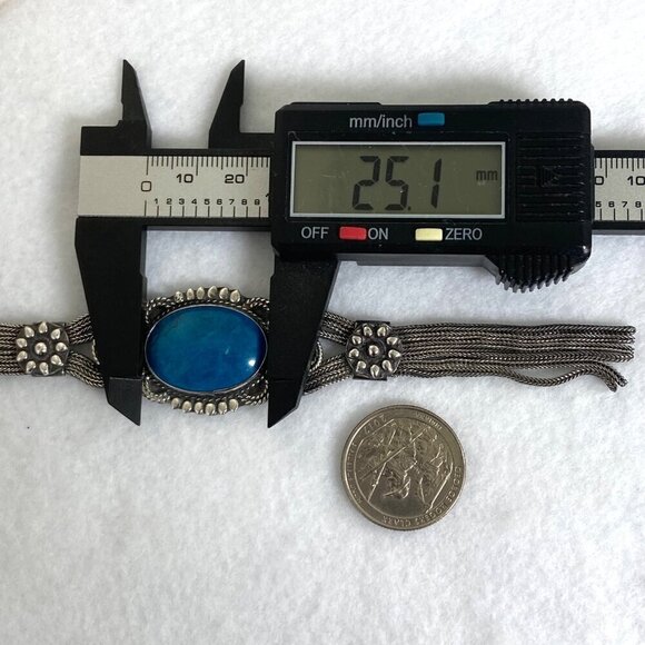 VTG Silver 950 FUAT Blue Quartz Turkish Triple Foxtail Chain Tassel Necklace 49g - Picture 15 of 16